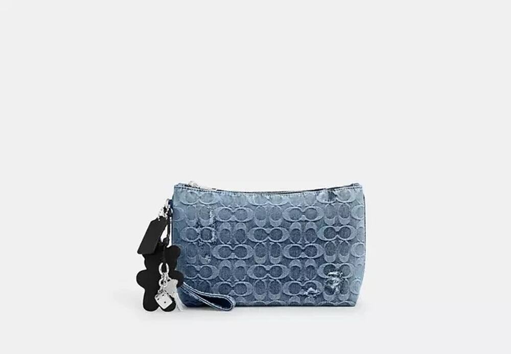 NWT B9-007 Coach Pouch Loved Signature Denim W/Charms CEU09